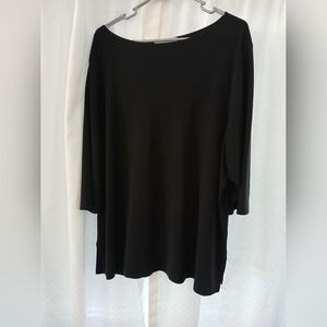August Max Woman Classic Black Long Sleeve Blouse 2X